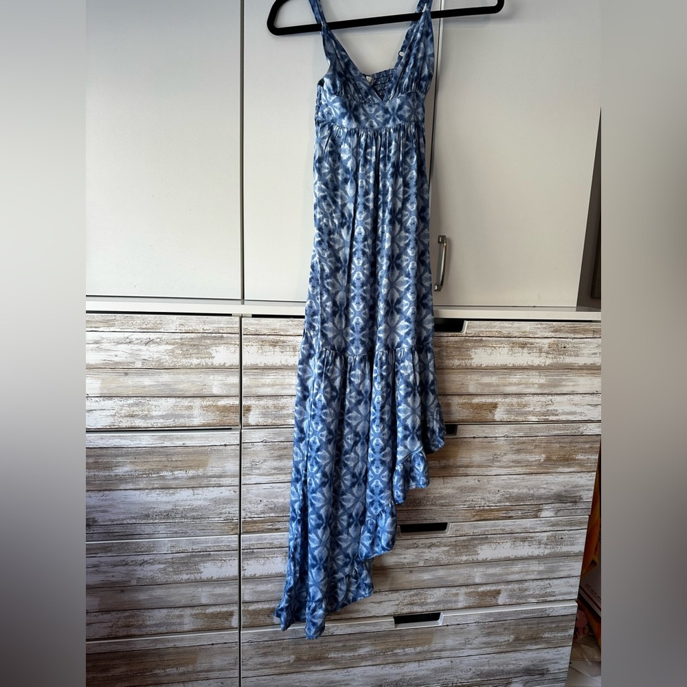 🌊 NWT Arizona Jean Co Blue Tie Dye Asymmetrical Maxi Dress XS Boho Summer